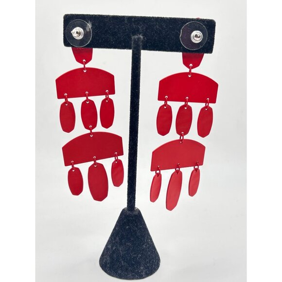 Kendra Scott Red Earrings With Geometric Design - Picture 4 of 7